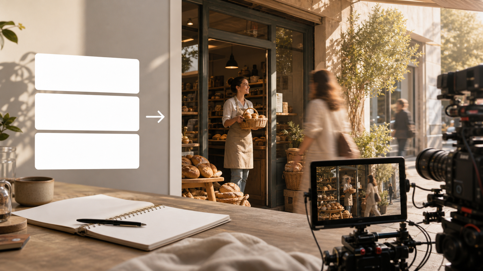 Bright commercial text-to-video prompt example